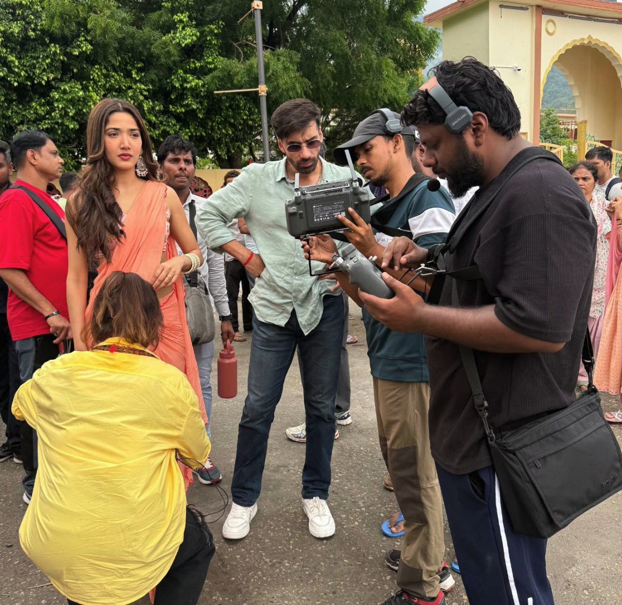 Drone production unit on set